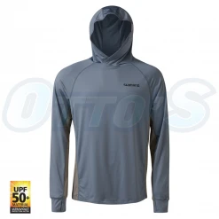 Shirts 22 Shimano Hooded Tech Tee Cool Grey Long Sleeve Fishing Shirt